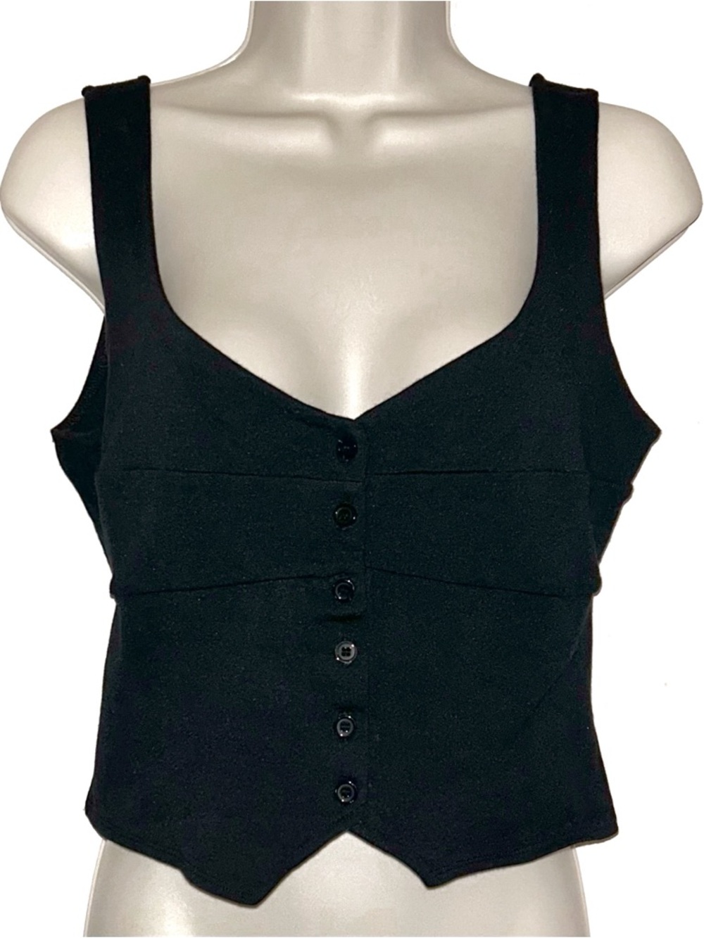 Forever 21 Black Button-Front Crop Tank